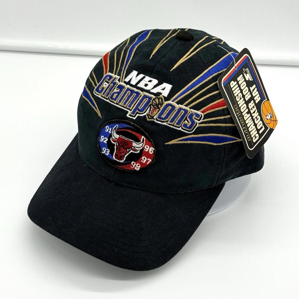 VTG Chicago Bulls 1998 NBA Champions Locker Room Starter Hat embroidery burst